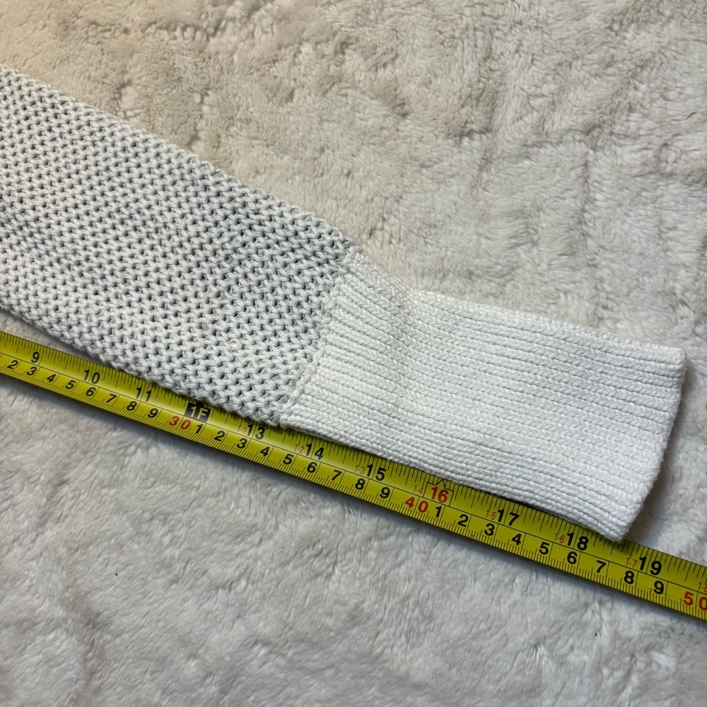 NEW Rachel Zoe Hoodie Sweater Small White Grey Honeycomb Knit Cotton long Slvs - Picture 15 of 15